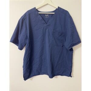 Cherokee LUXE FOR MEN Navy Blue V-Neck Scrub Top Short Sleeve Pocket XL